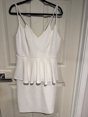 Charlotte Russe White Peplum V-Neck Mini Dress